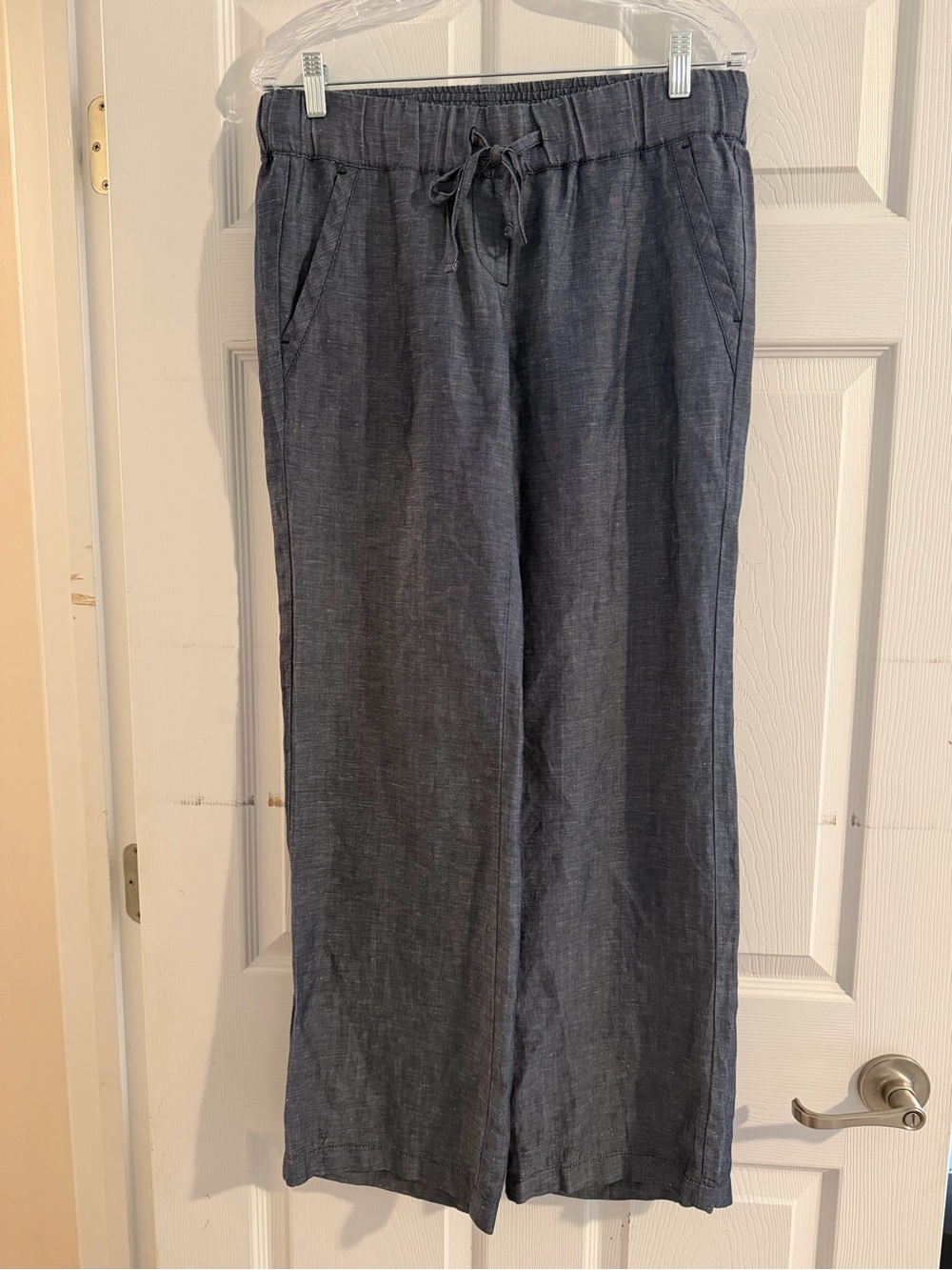Ann Taylor Wide-Leg Drawstring Pants - Charcoal Blue